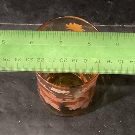 Libbey Autumn Leaves Tumblers, Set of 3, Vintage Amber Glasses, Drinkware - Thumbnail 7