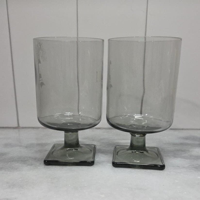 Federal Glass Nordic Midnight Juice Glasses, Set of 2, Square Base, "A" Monogram - Thumbnail 3