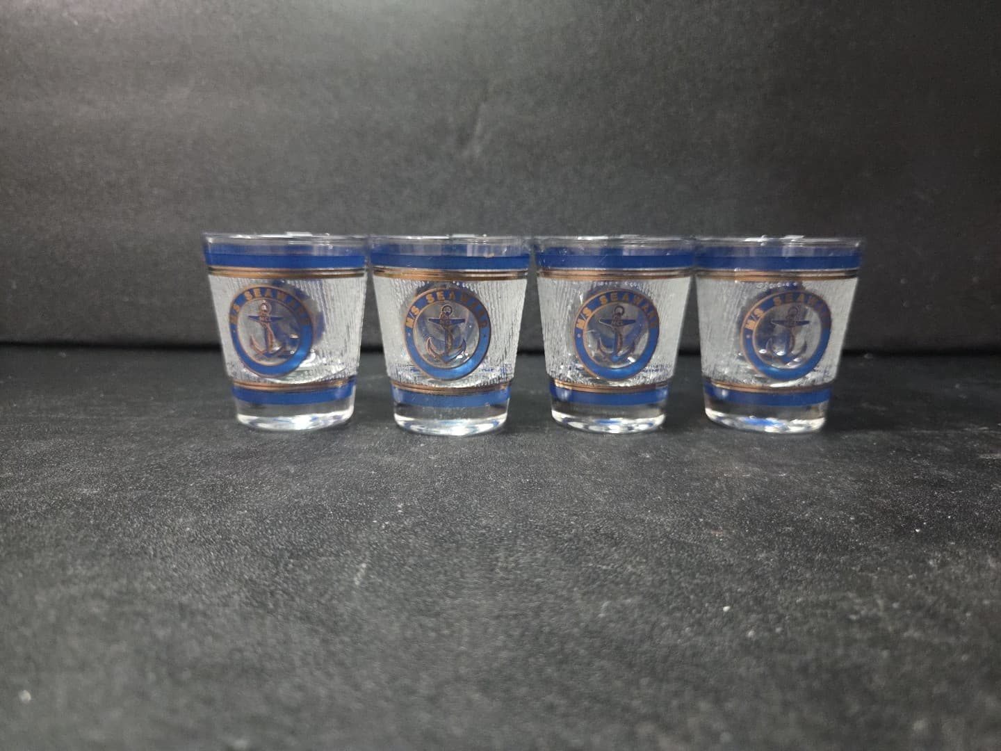 Norwegian Cruise Lines Shot Glass, Vintage M/S. SEAWARD, Anchor Design, Set Of 4 - Thumbnail 3