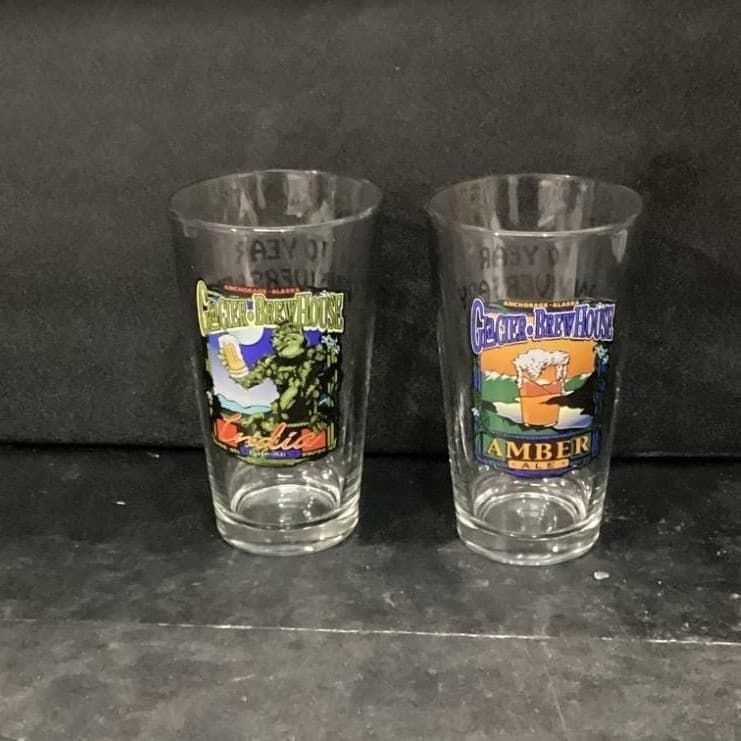 Glacier Brewhouse India Pale & Amber Ale Pints Glasses Set of 2 Anchorage Alaska - Thumbnail 2