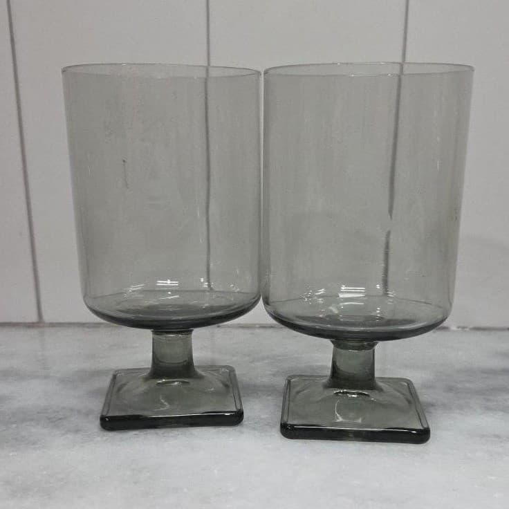 Federal Glass Nordic Midnight Juice Glasses, Set of 2, Square Base, "A" Monogram - Thumbnail 2