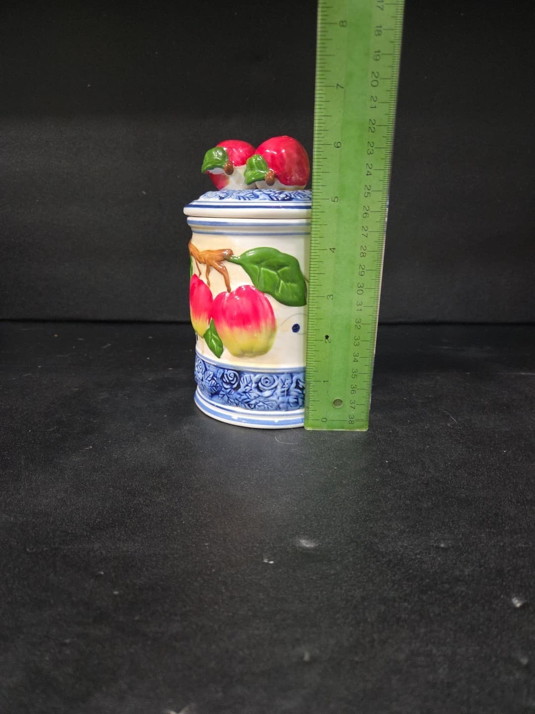 Kiln Fired Clay Apple Canister Hand Cast Hand Painted Ceramic Medium for Kitchen - Thumbnail 10