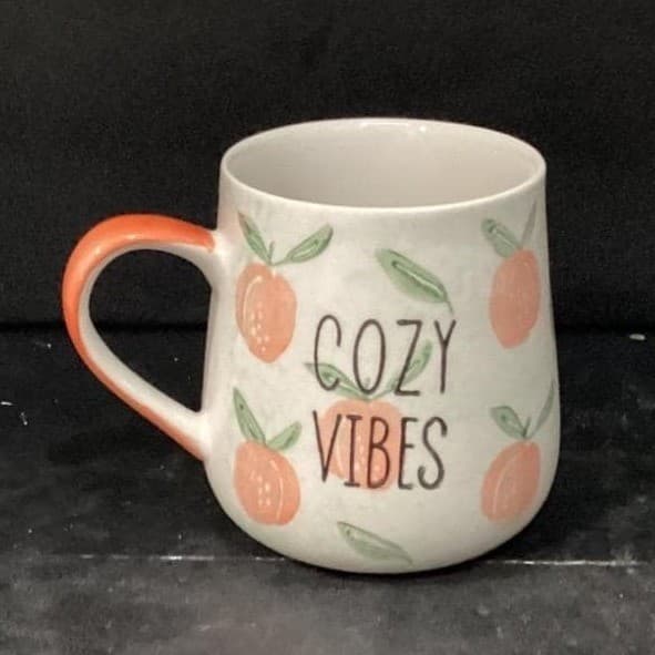Taimei Teatime "Cozy Vibes" Coffee Cup, Ceramic Peach Themed Mug, Drinkware - Thumbnail 2