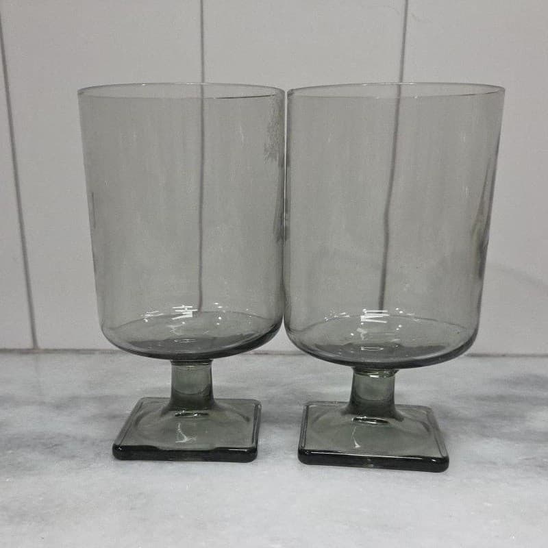 Federal Glass Nordic Midnight Juice Glasses, Set of 2, Square Base, "A" Monogram - Thumbnail 5