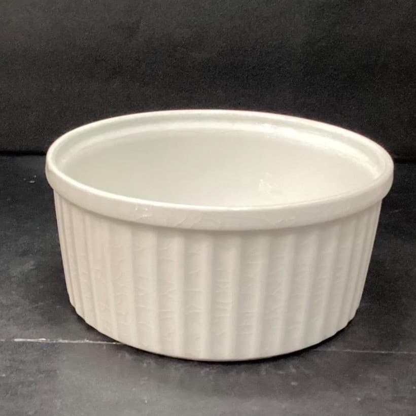 Arabia of Finland White Ribbed Souffle Bowl, Vintage Casserole Dish, Bakeware - Thumbnail 10