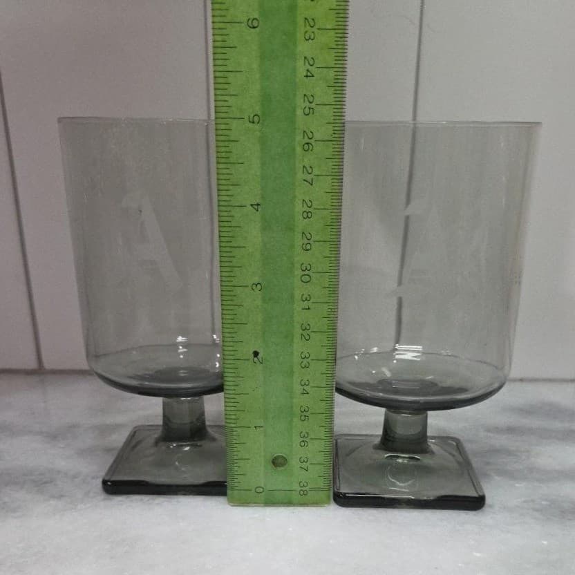 Federal Glass Nordic Midnight Juice Glasses, Set of 2, Square Base, "A" Monogram - Thumbnail 9