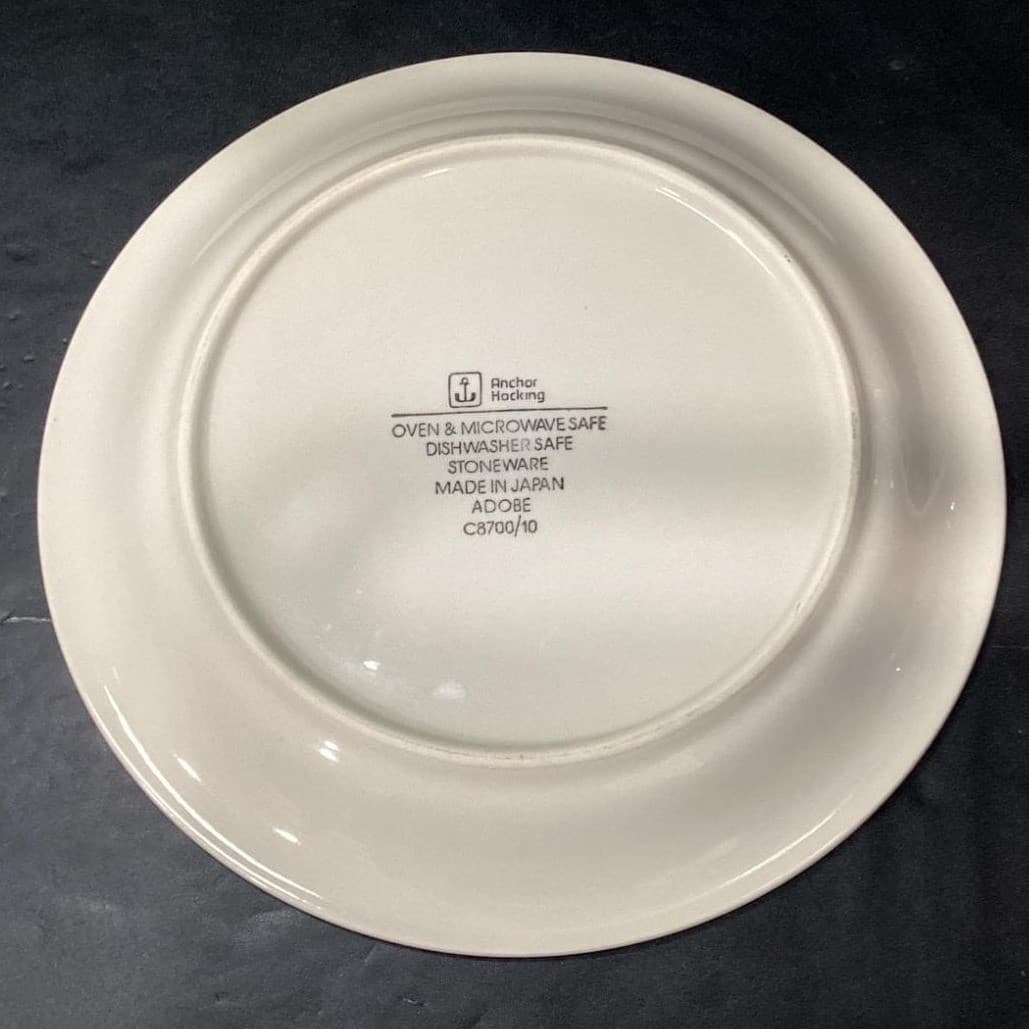 Anchor Hocking Adobe Dinner Plates #C8700/10, Set of 4, Vtg Stoneware, Tableware - Thumbnail 5