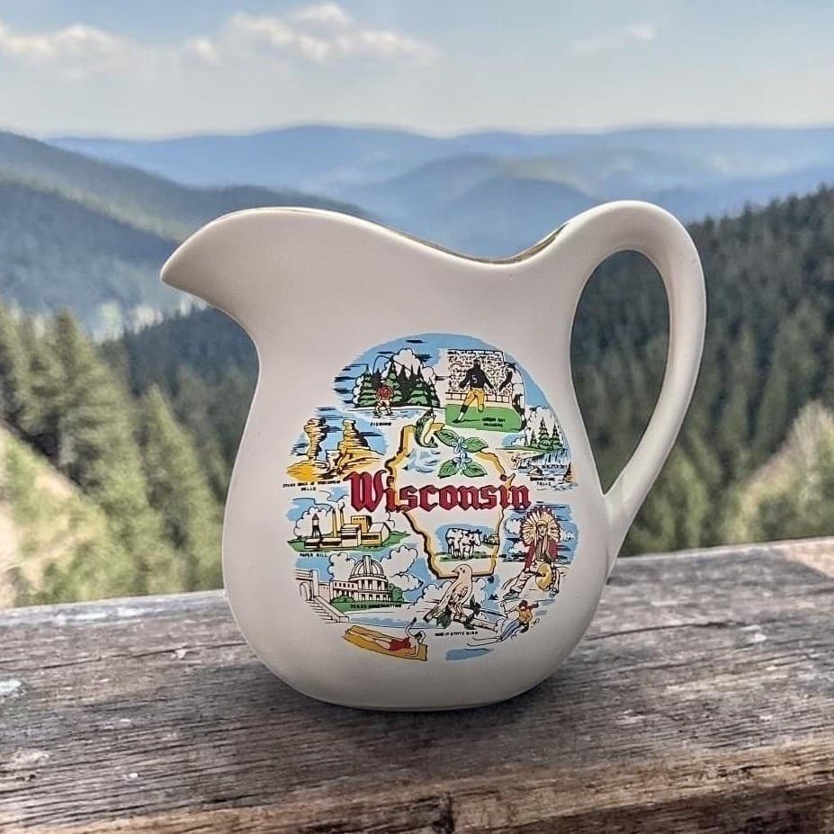 McCoy Pottery Wisconsin Pitcher #365, Vintage Farmhouse Kitchen Decor Vessel