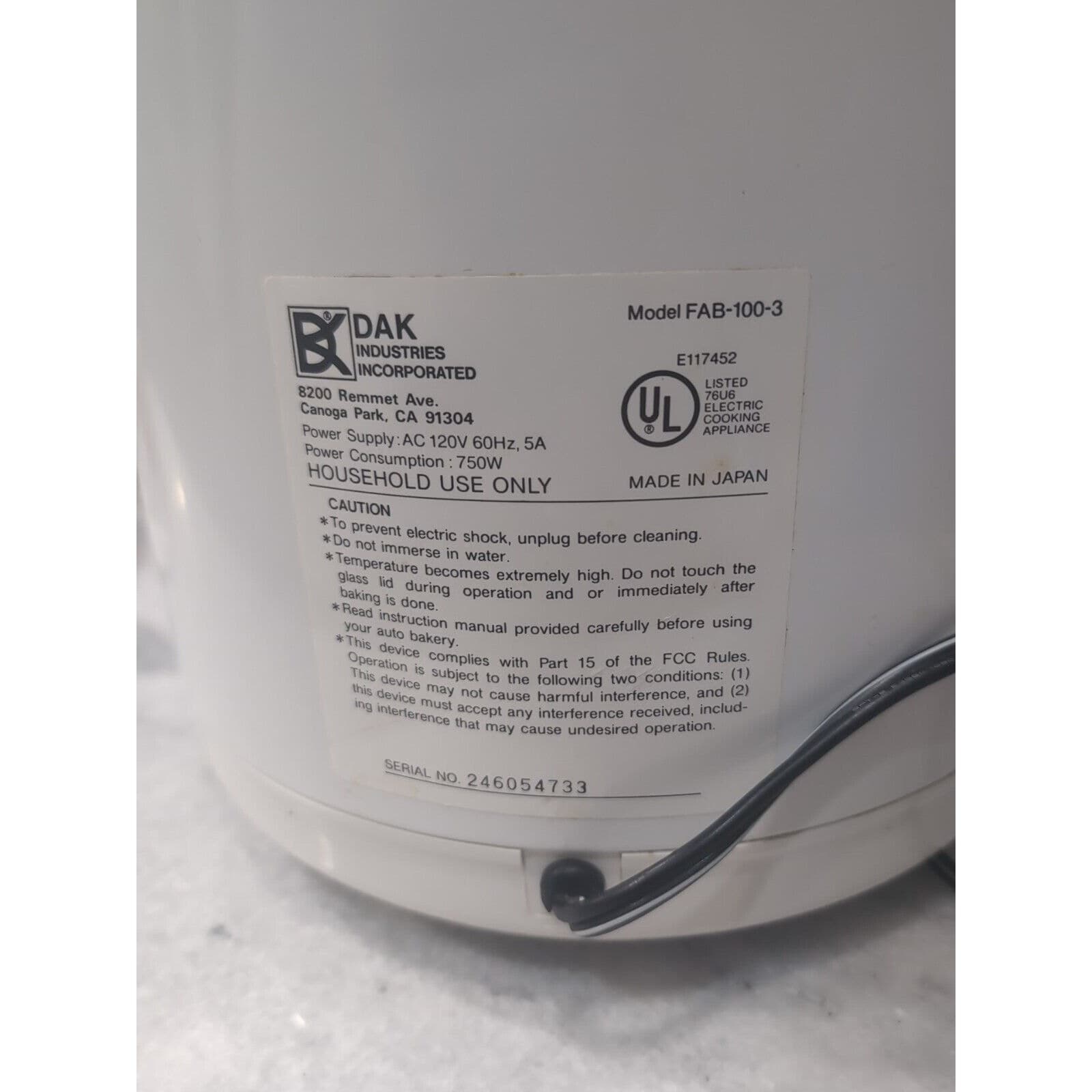 Welbilt DAK FAB-100-3 Bread Maker, Pre-owned Working Condition Kitchen Appliance - Thumbnail 7