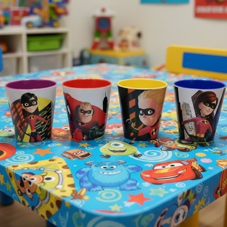 Disney Pixar The Incredibles Melamine Tumblers, Set of 4, Character Drinkware