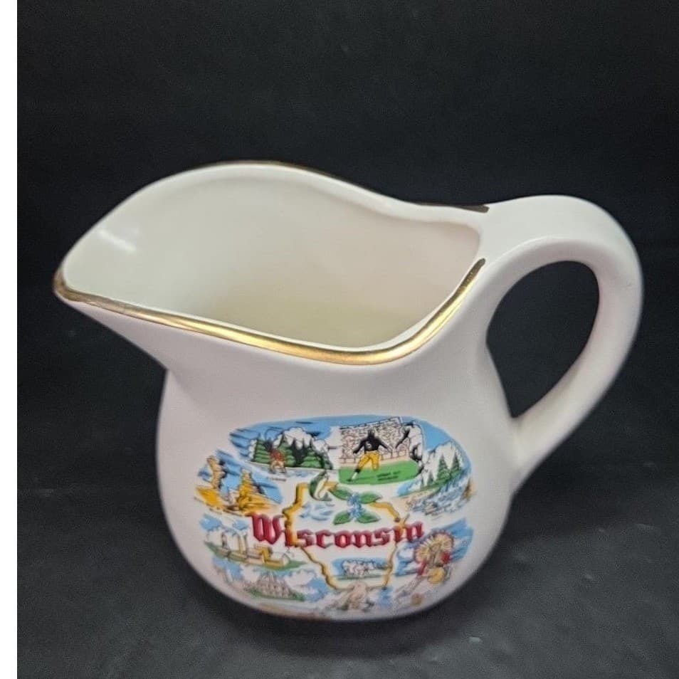 McCoy Pottery Wisconsin Pitcher #365, Vintage Farmhouse Kitchen Decor Vessel - Thumbnail 6