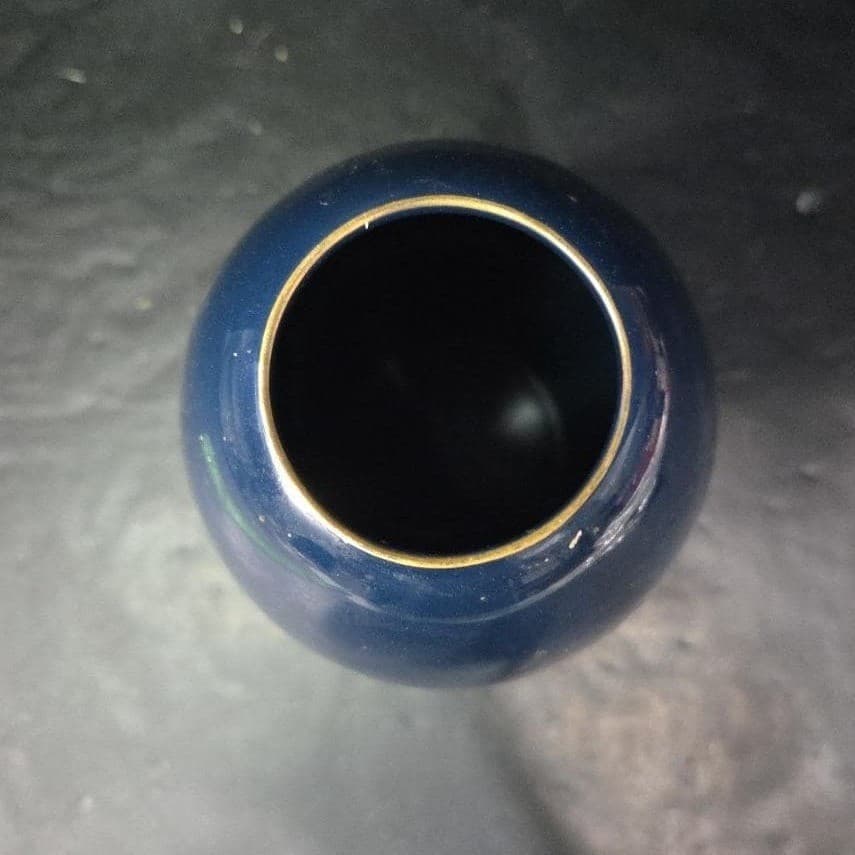 Otagiri Japan Nautilus Navy Blue Porcelain Vase, Vintage Gold Sea Shell Design - Thumbnail 7
