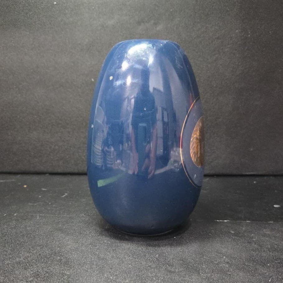 Otagiri Japan Nautilus Navy Blue Porcelain Vase, Vintage Gold Sea Shell Design - Thumbnail 4