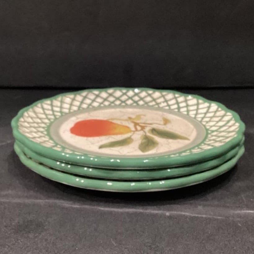 Raymond Waites Cornucopia Fruit Salad Plates, Set of 3, Hand-Painted Dinnerware - Thumbnail 10