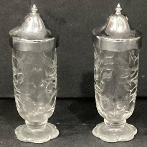 Vintage Princess House Fantasia Salt & Pepper Shakers Set Clear Silver #5244 - Thumbnail 9