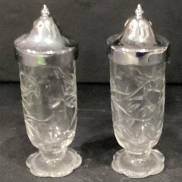 Vintage Princess House Fantasia Salt & Pepper Shakers Set Clear Silver #5244 - Thumbnail 10