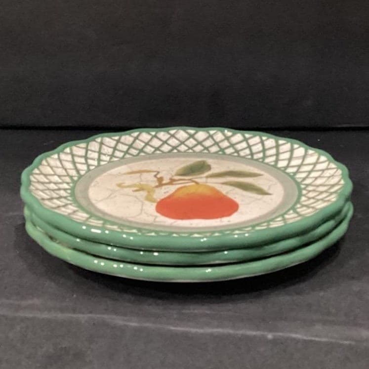 Raymond Waites Cornucopia Fruit Salad Plates, Set of 3, Hand-Painted Dinnerware - Thumbnail 11