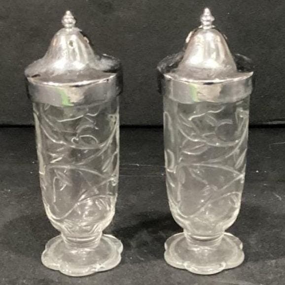 Vintage Princess House Fantasia Salt & Pepper Shakers Set Clear Silver #5244 - Thumbnail 13