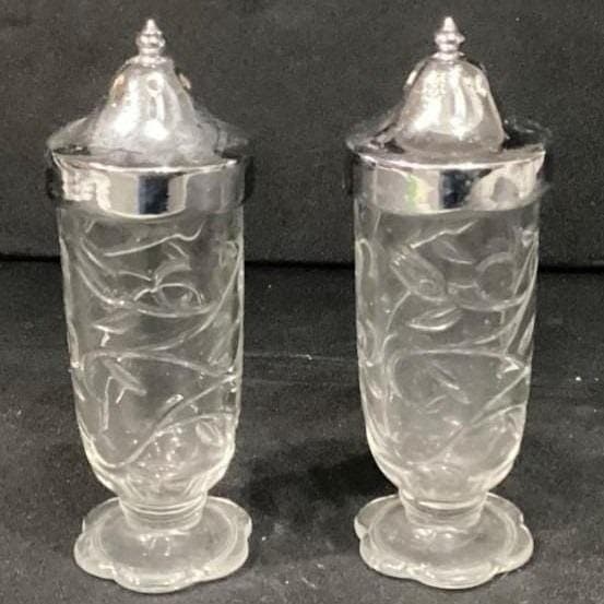 Vintage Princess House Fantasia Salt & Pepper Shakers Set Clear Silver #5244 - Thumbnail 11