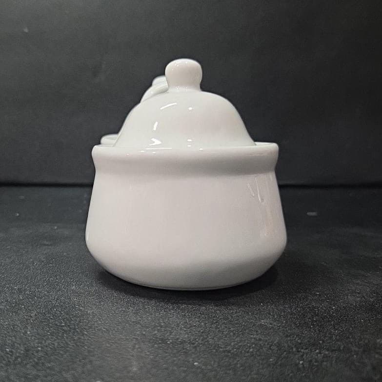 Houston Harvest White Jam/Jelly Jars, Vintage Style Condiment Server, Tableware - Thumbnail 3