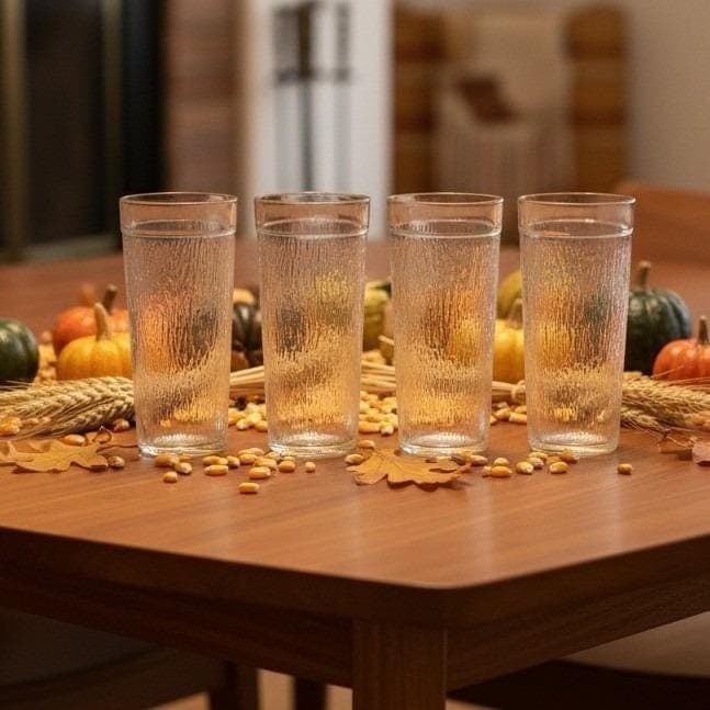 Vintage Golden Harvest 23 oz Textured Glass Tumblers Set Of 4