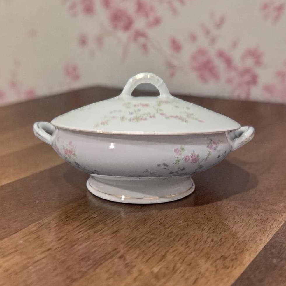 O&E.G. Royal Austria Soup Tureen, Vintage Covered Serving Dish, Floral China