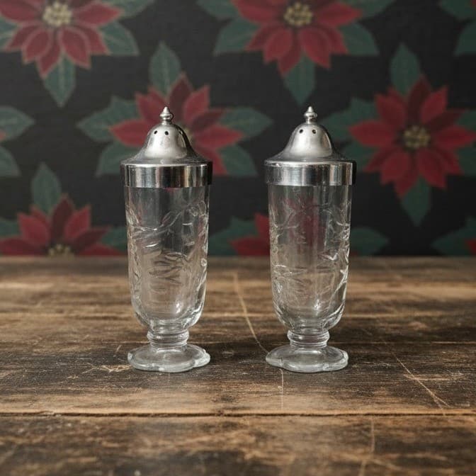 Vintage Princess House Fantasia Salt & Pepper Shakers Set Clear Silver #5244