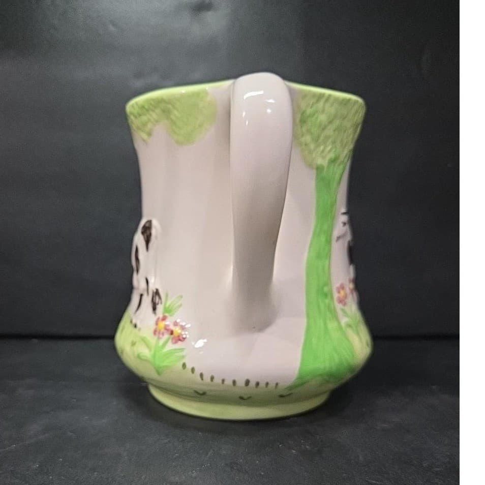 Grazing Cow Ceramic Pitcher, Vintage Hand Painted Farmhouse Jug, Signed Pottery - Thumbnail 5