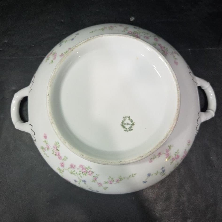 O&E.G. Royal Austria Soup Tureen, Vintage Covered Serving Dish, Floral China - Thumbnail 10
