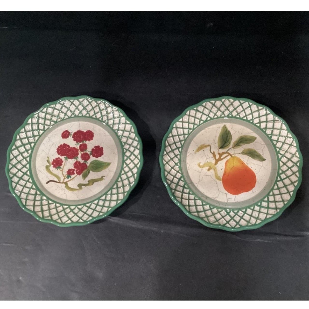 Raymond Waites Cornucopia Fruit Salad Plates, Set of 3, Hand-Painted Dinnerware - Thumbnail 3