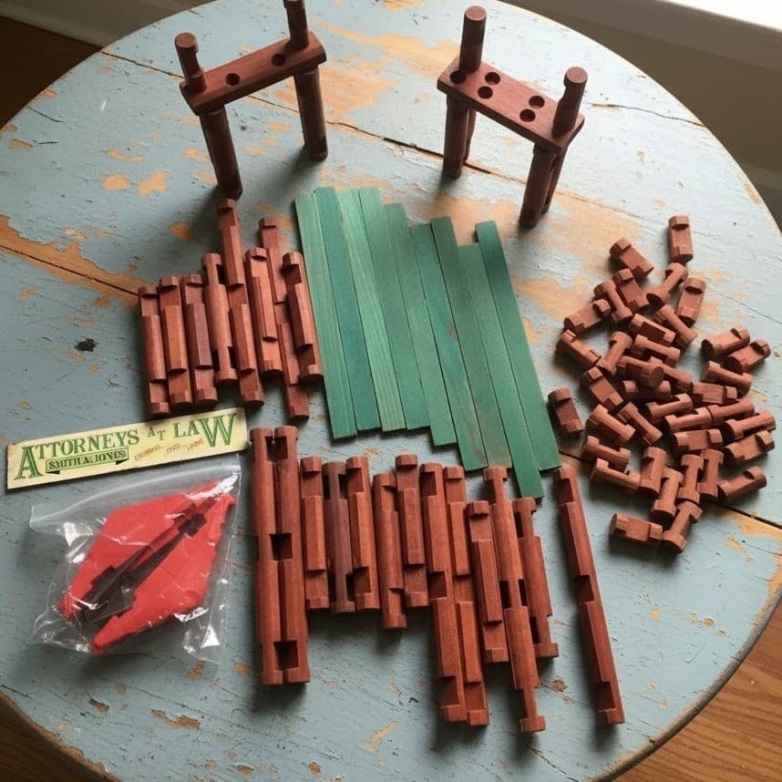 Lincoln Logs 70 Assorted Pieces, Vintage Wooden Building Toy