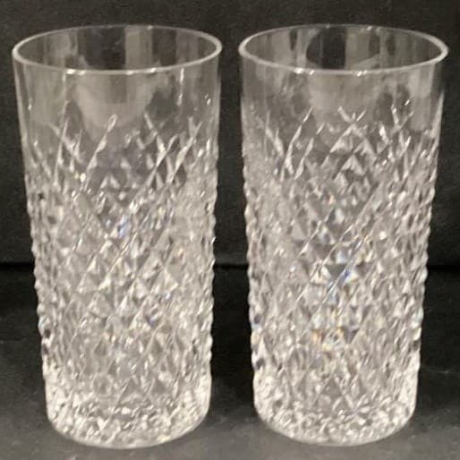 Waterford Alana Cut Crystal 12 oz Flat Tumblers 5" Tall Signed Glasses Set Of 2 - Thumbnail 9
