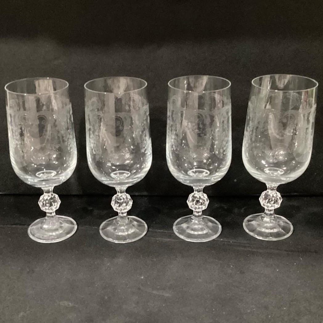 Bohemia Crystal Cascade Etched Wine Glasses Goblets Set of 4 * - Thumbnail 9