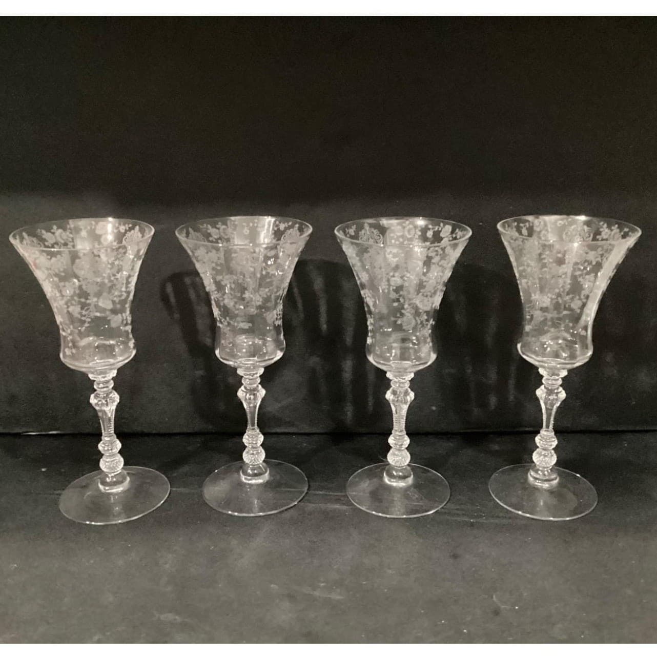 Vintage Rare Heisey Orchid Crystal Goblet Wine Etched Glass (1940-1957) 8.5" - Thumbnail 10