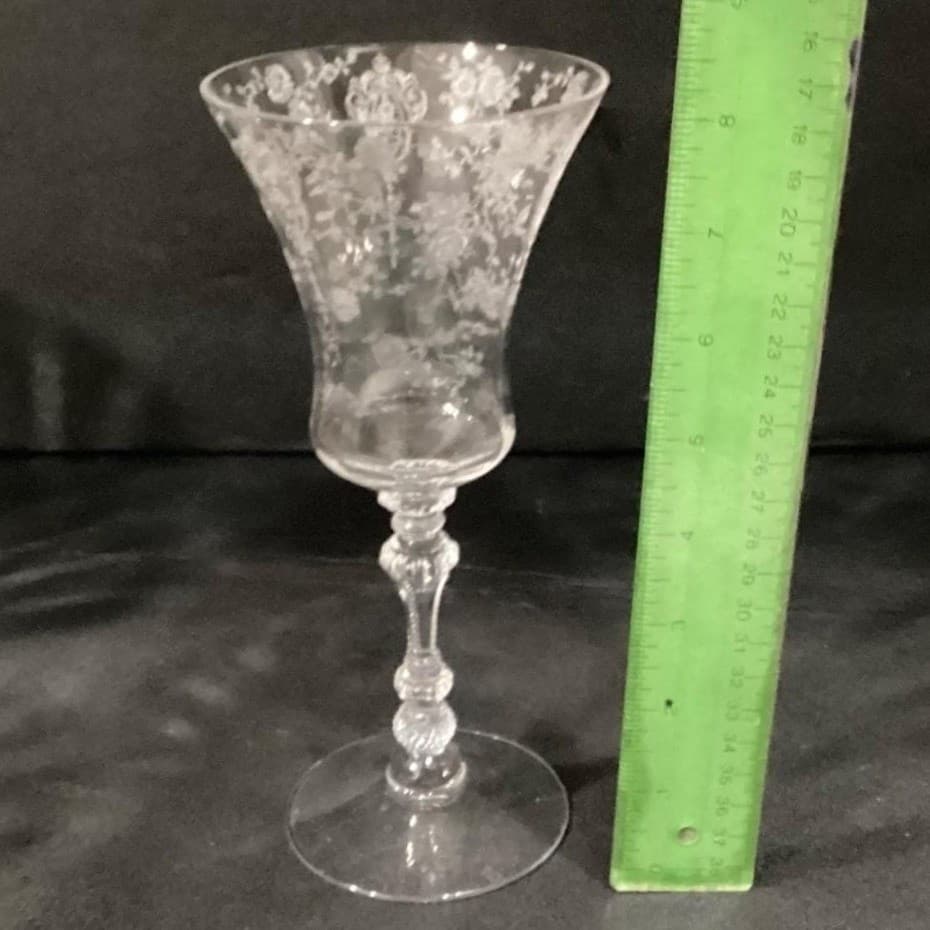 Vintage Rare Heisey Orchid Crystal Goblet Wine Etched Glass (1940-1957) 8.5" - Thumbnail 2