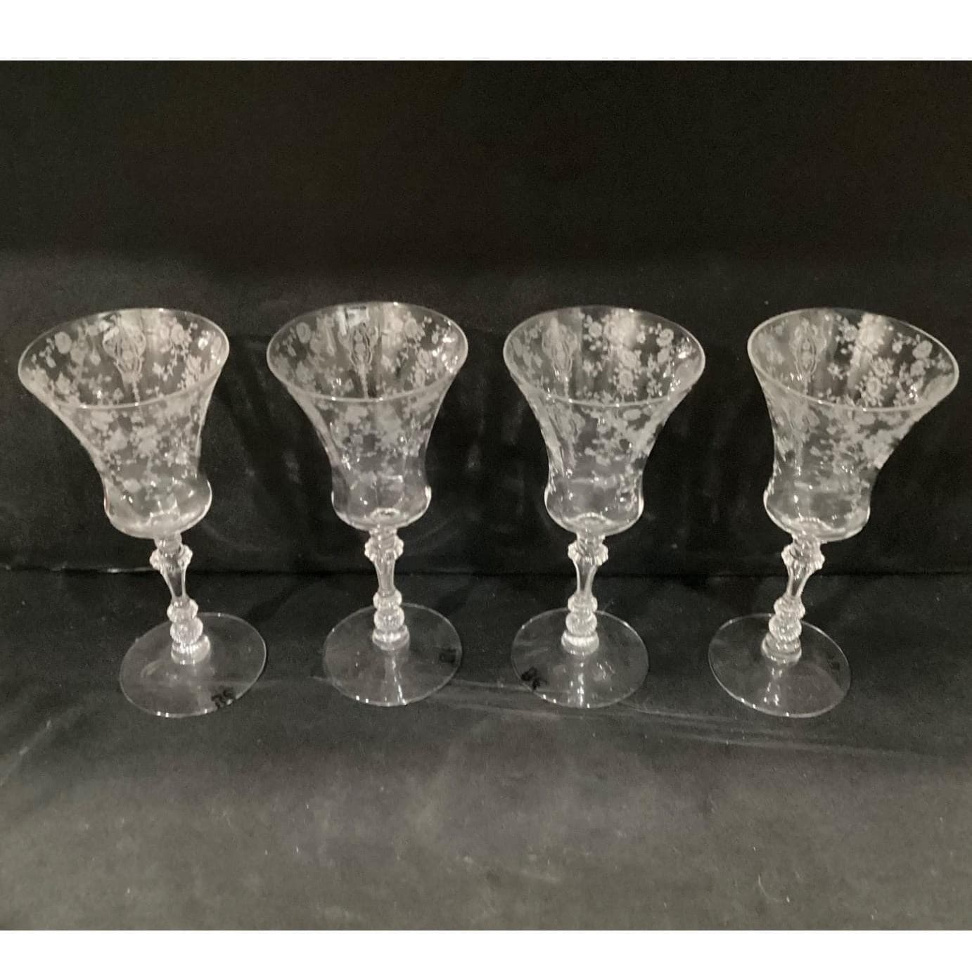 Vintage Rare Heisey Orchid Crystal Goblet Wine Etched Glass (1940-1957) 8.5" - Thumbnail 6