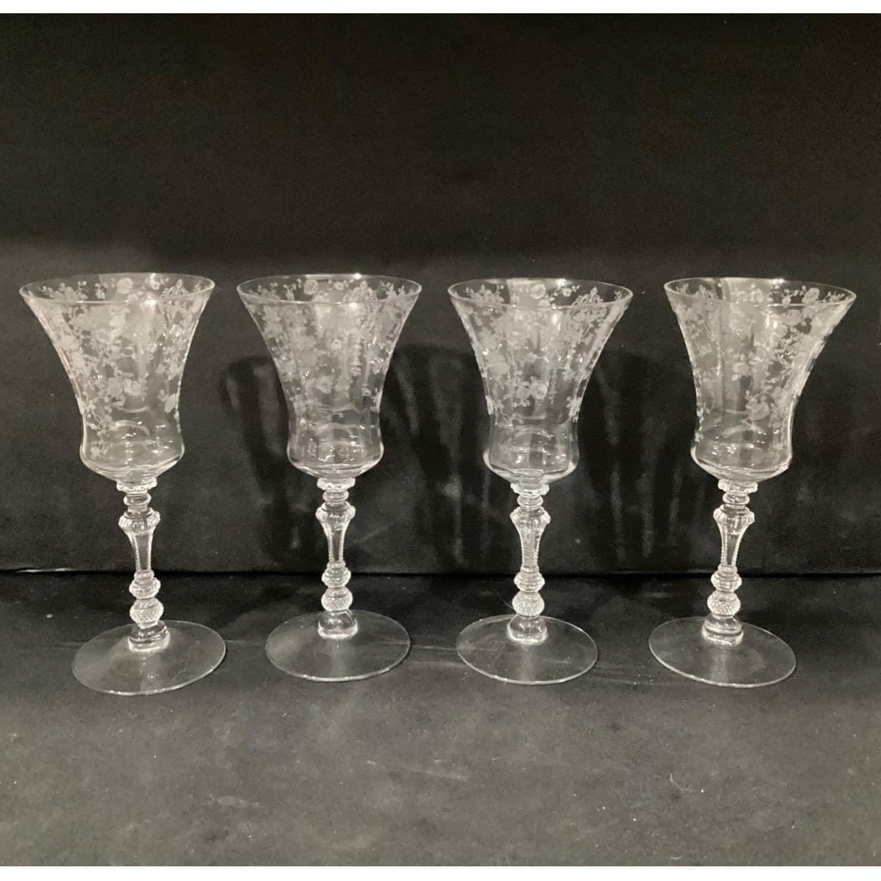 Vintage Rare Heisey Orchid Crystal Goblet Wine Etched Glass (1940-1957) 8.5" - Thumbnail 9