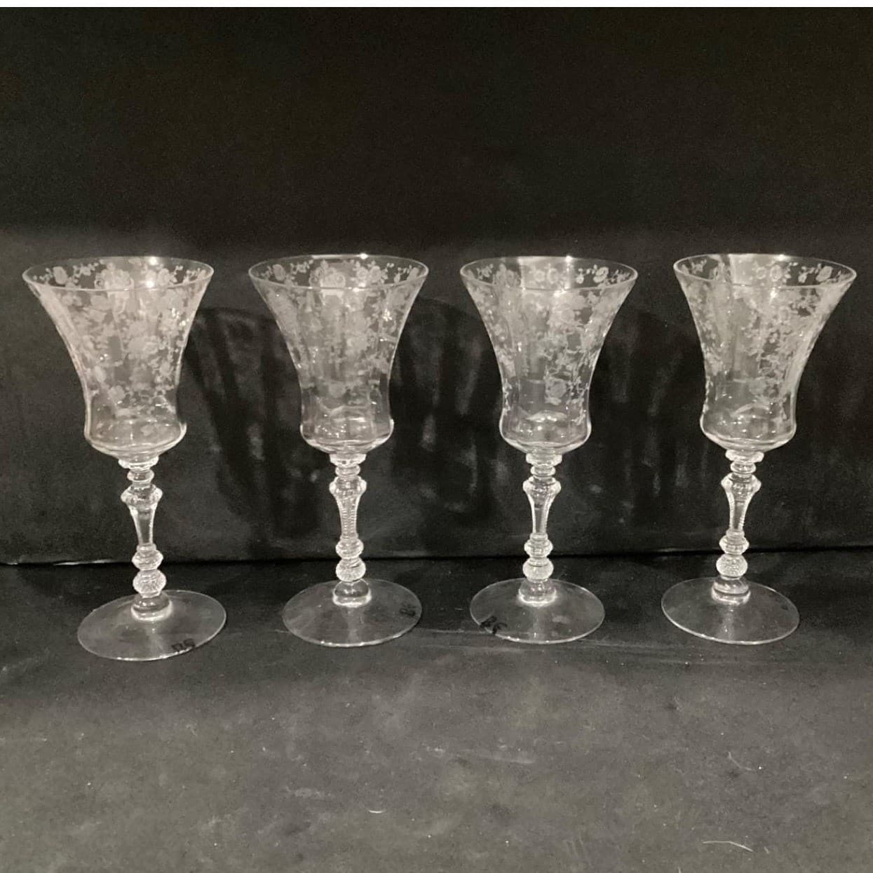 Vintage Rare Heisey Orchid Crystal Goblet Wine Etched Glass (1940-1957) 8.5" - Thumbnail 7