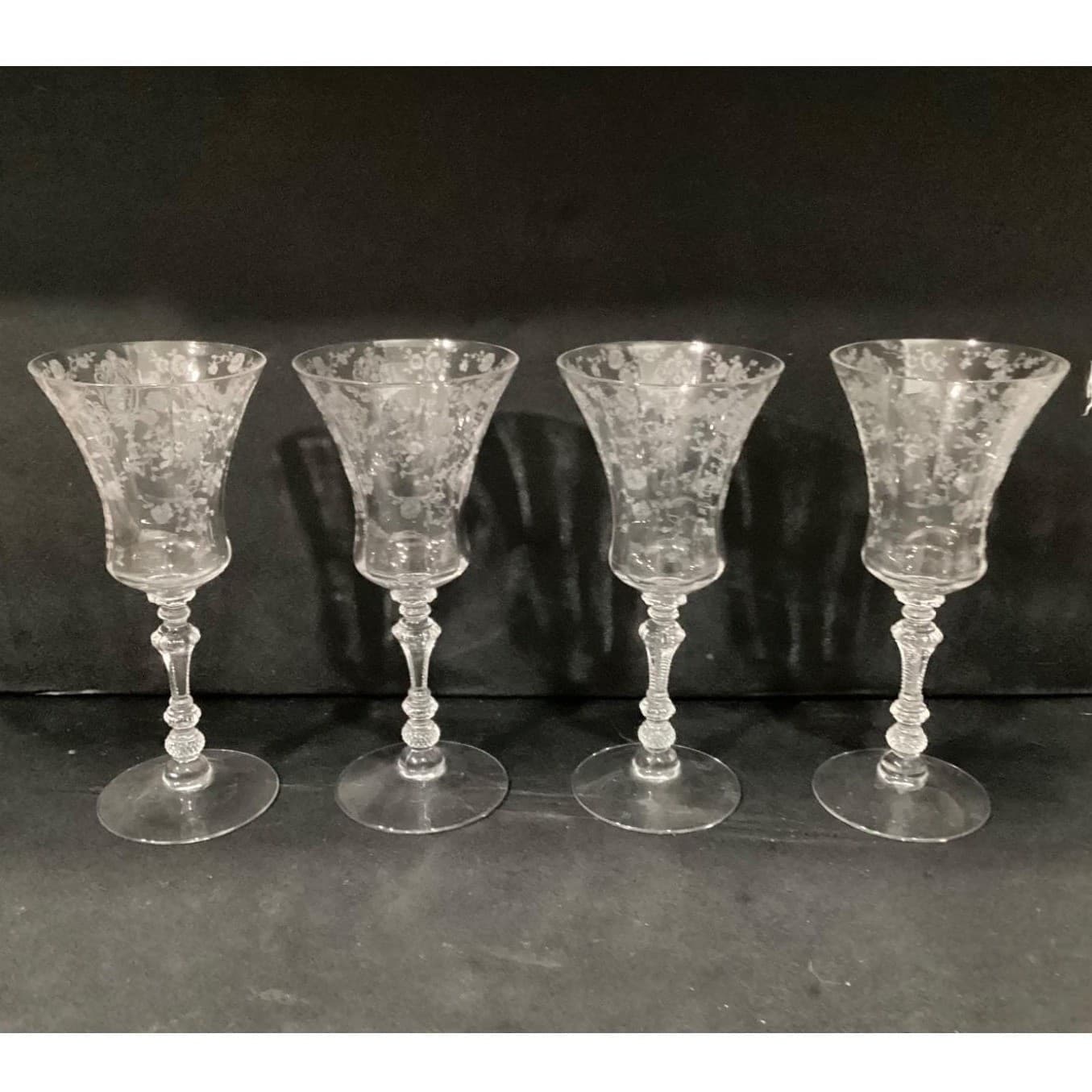 Vintage Rare Heisey Orchid Crystal Goblet Wine Etched Glass (1940-1957) 8.5" - Thumbnail 11