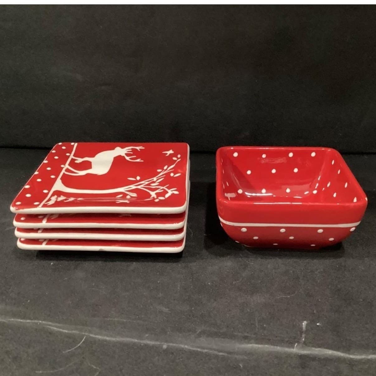 Mesa Home Products Deer Appetizer Plates & Bowl, Five Piece Set, Vtg Serveware - Thumbnail 13