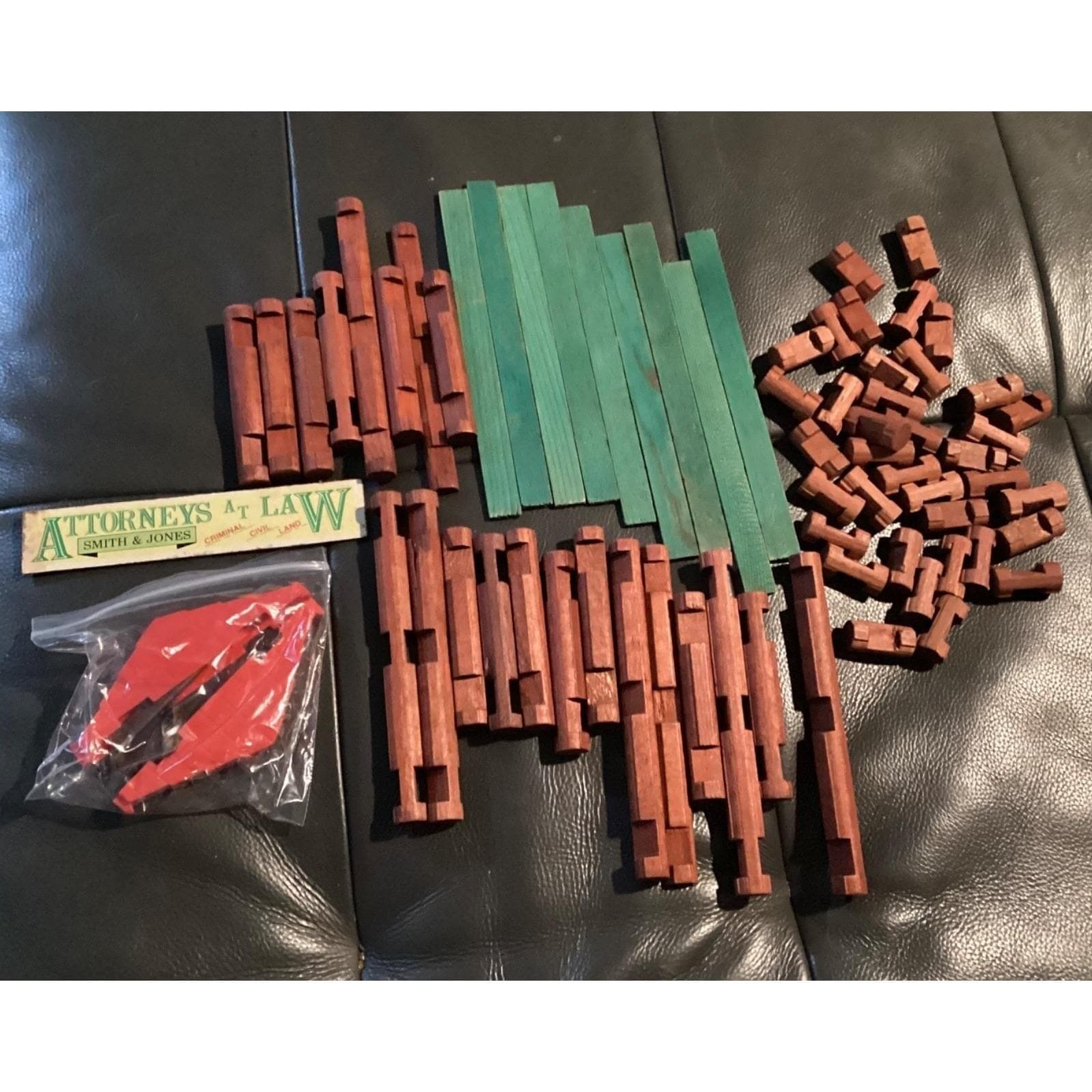 Lincoln Logs 70 Assorted Pieces, Vintage Wooden Building Toy - Thumbnail 2