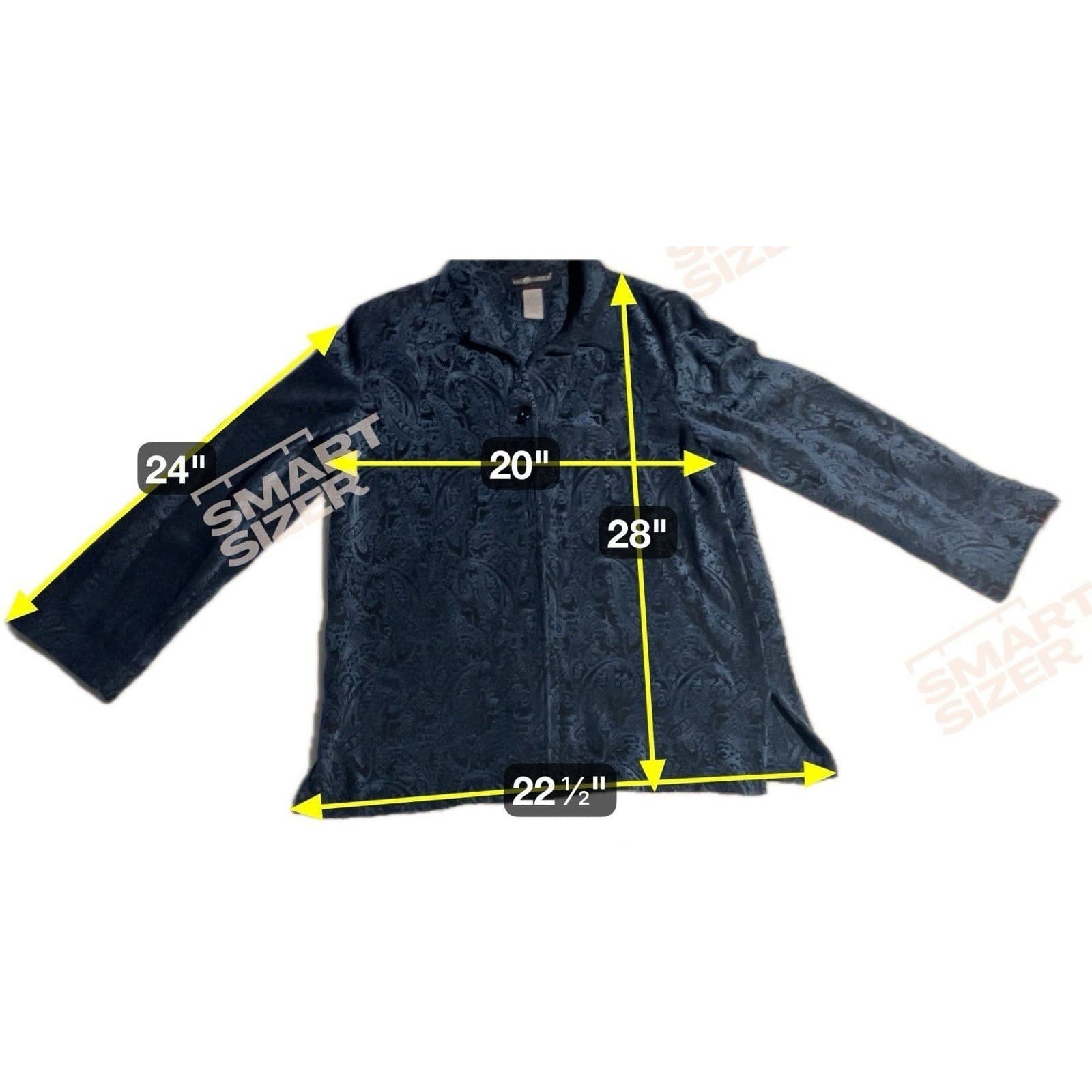 Sag Harbor Blue Black Paisley Brocade Button Front Shirt Jacket, Woman's Size 12 - Thumbnail 2
