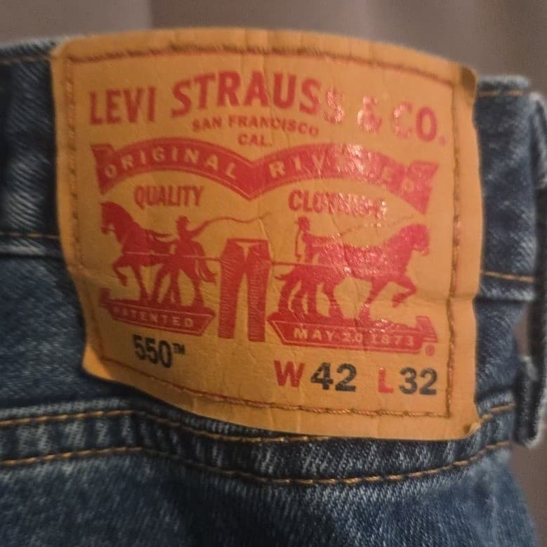 Levis 550 Relaxed Fit Medium Wash Jeans, Men's 42x32 Blue Denim, 00550-4891 - Thumbnail 5