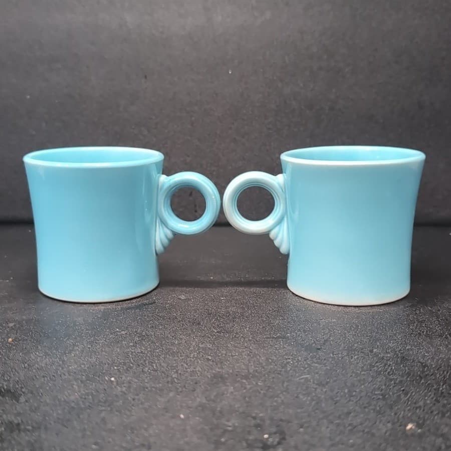 Fiestaware Turquoise Coffee Cups, Set of 2, Vintage Original Fiesta, Replacement - Thumbnail 4