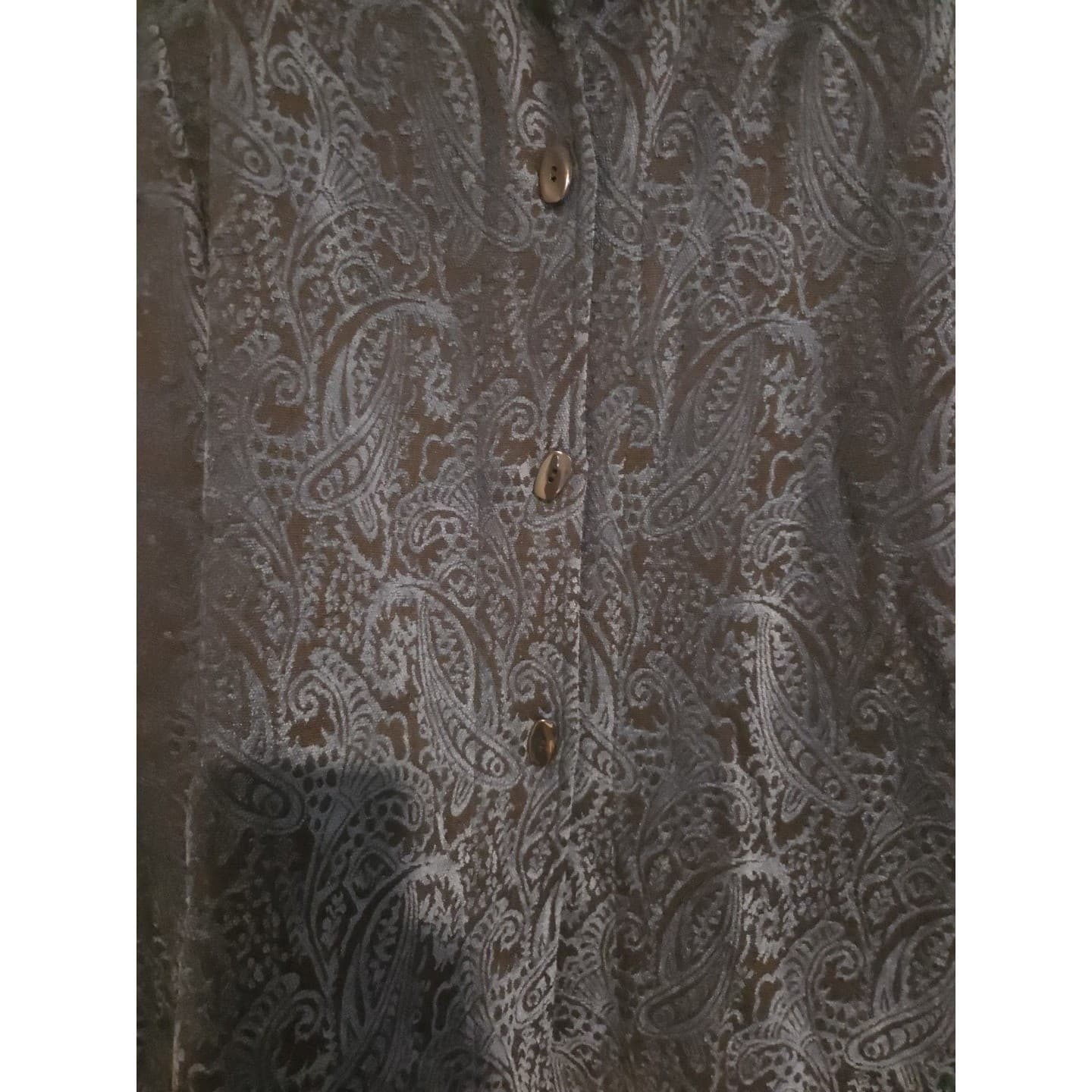 Sag Harbor Blue Black Paisley Brocade Button Front Shirt Jacket, Woman's Size 12 - Thumbnail 7