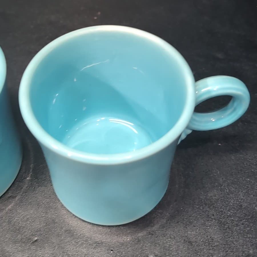 Fiestaware Turquoise Coffee Cups, Set of 2, Vintage Original Fiesta, Replacement - Thumbnail 6