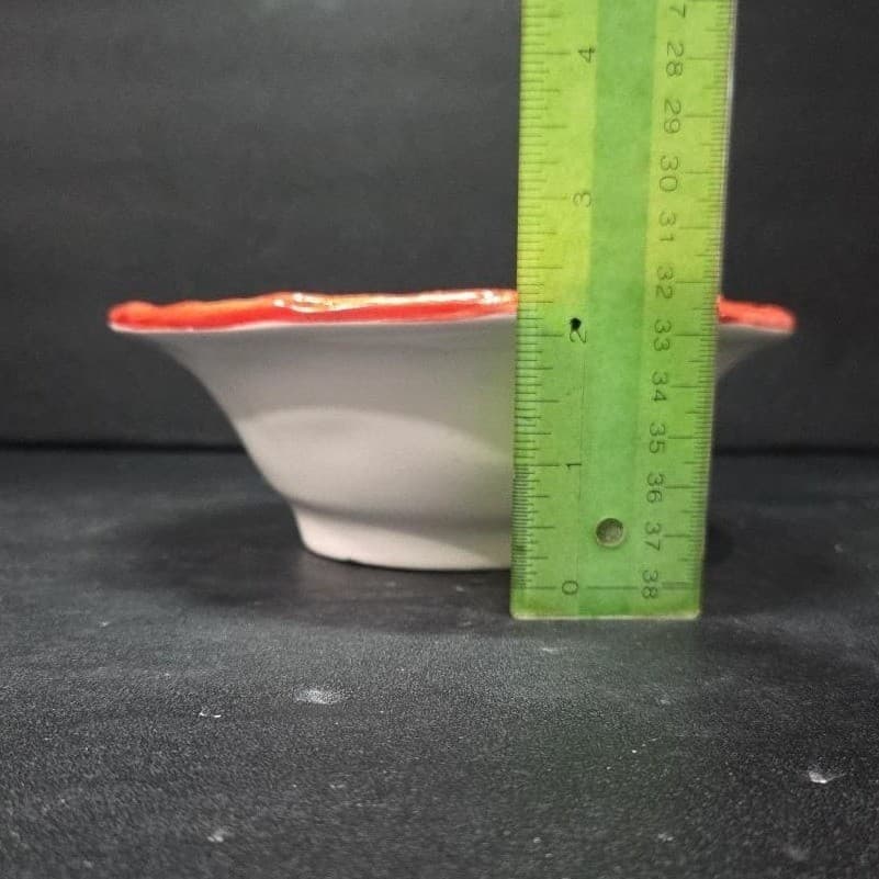 Vieri Style Crab Bowl, Vintage Italian Hand Painted Orange White Coastal Pottery - Thumbnail 5