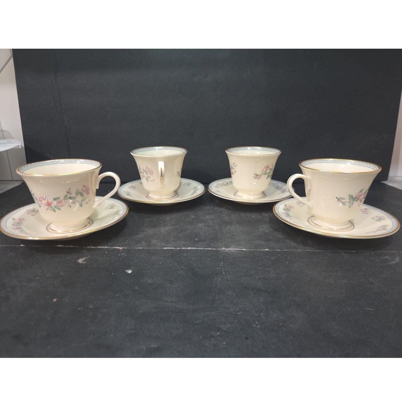 Lenox Serenade Cup & Saucers, Set Of 4, Vintage Floral Replacement Tableware - Thumbnail 4