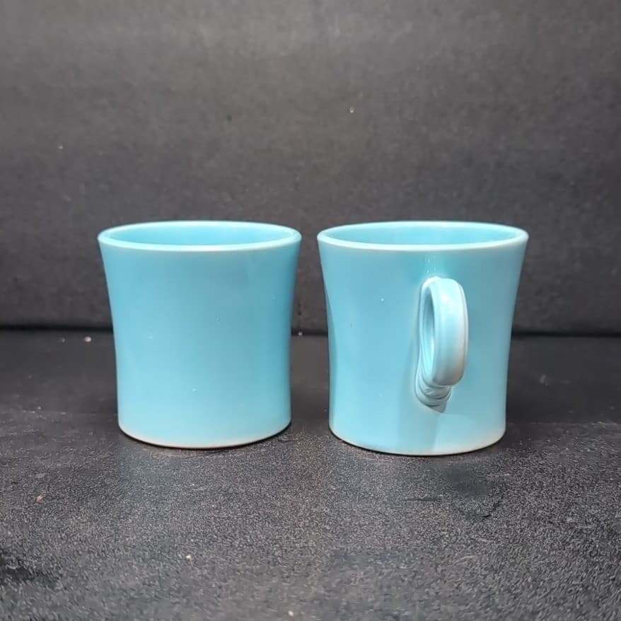 Fiestaware Turquoise Coffee Cups, Set of 2, Vintage Original Fiesta, Replacement - Thumbnail 3