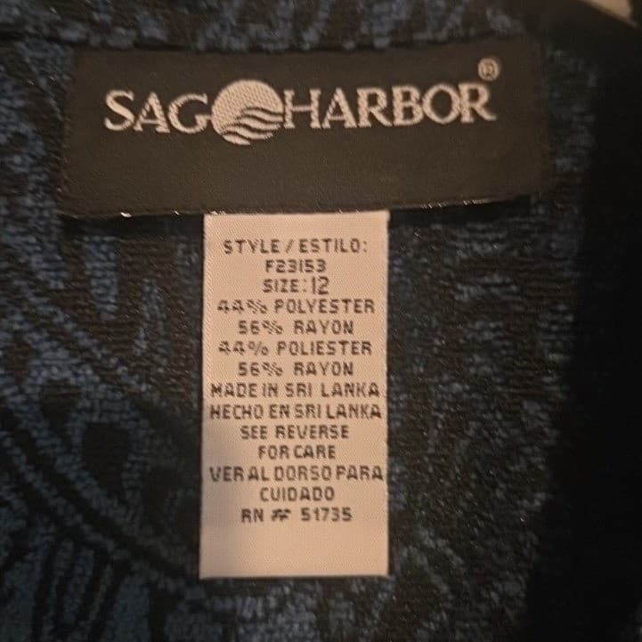 Sag Harbor Blue Black Paisley Brocade Button Front Shirt Jacket, Woman's Size 12 - Thumbnail 5